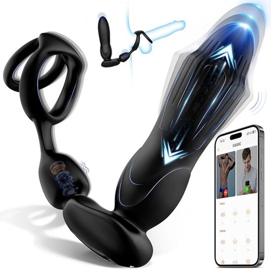Lusties Prostaat Vibrator met App-Control – Thrusting & Vibratie – Dubbele Penisring – Waterproof
