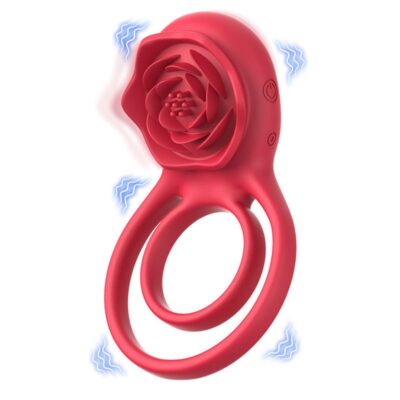 Lusties RoseGrip – Vibrerende Dubbele Cockring – Roos-Design – 10 Standen – Waterproof